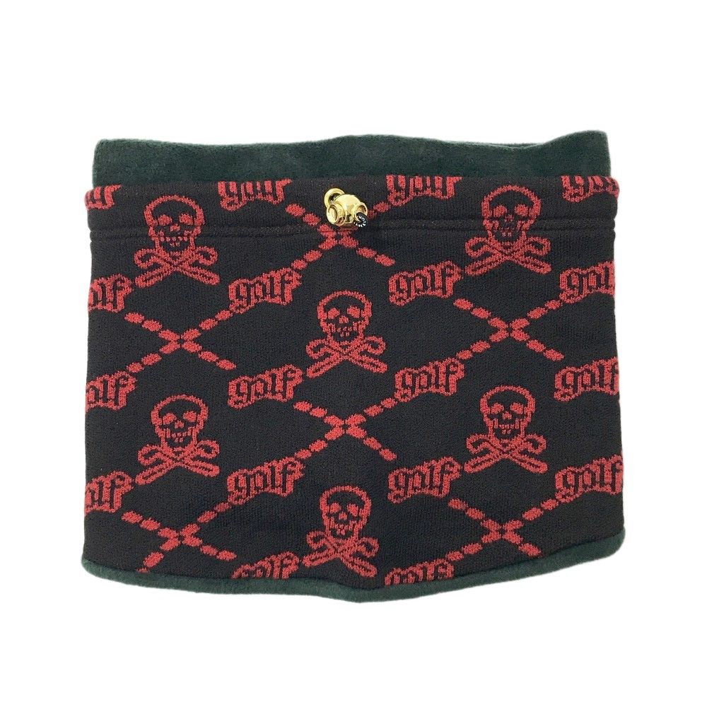 MARK-LONA マークアンドロナ 裏フリース ネックウォーマー スカル柄 ブラック系 ゴルフウェア ストスト