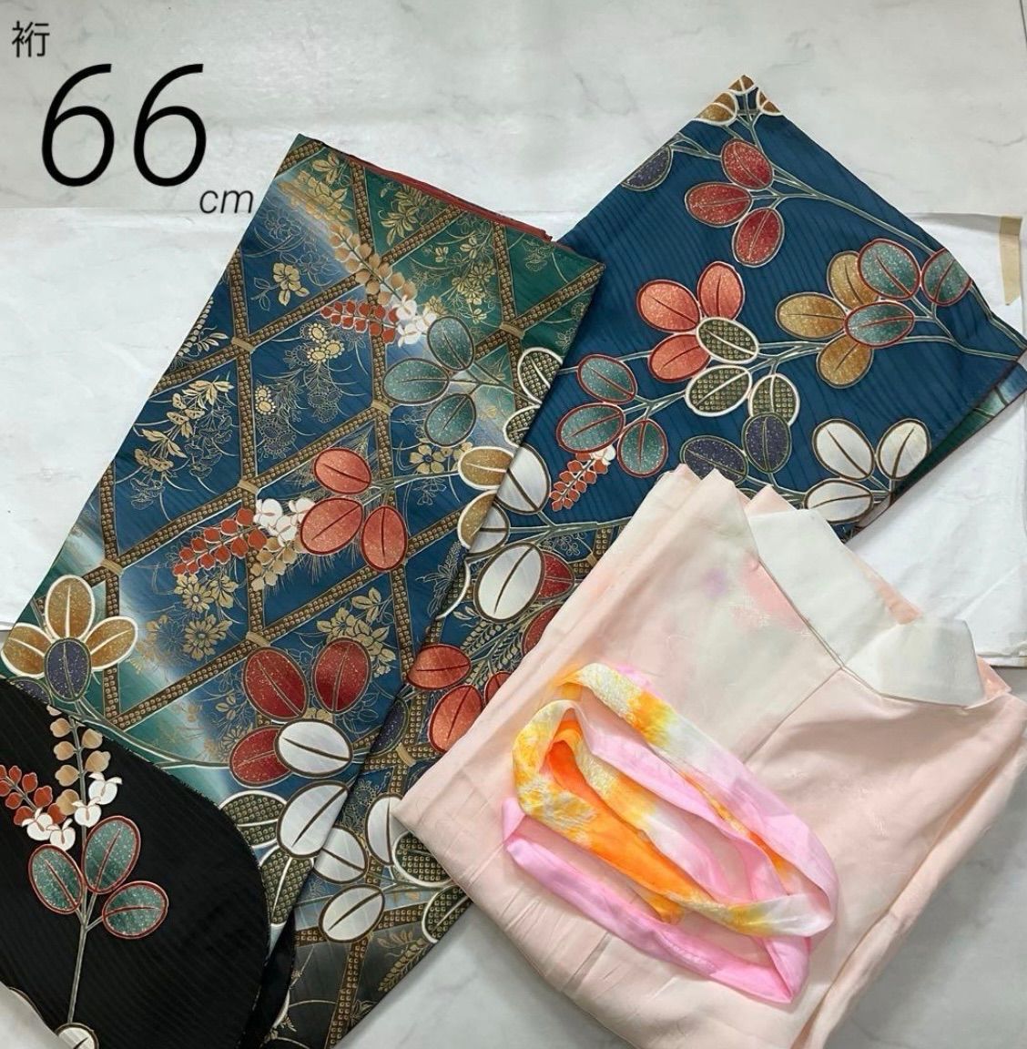 kimono one kimonoarisa 振袖 長襦袢 正絹 2点セット 広衿 裄長 裄66肩丈156 着物帯振袖袋帯