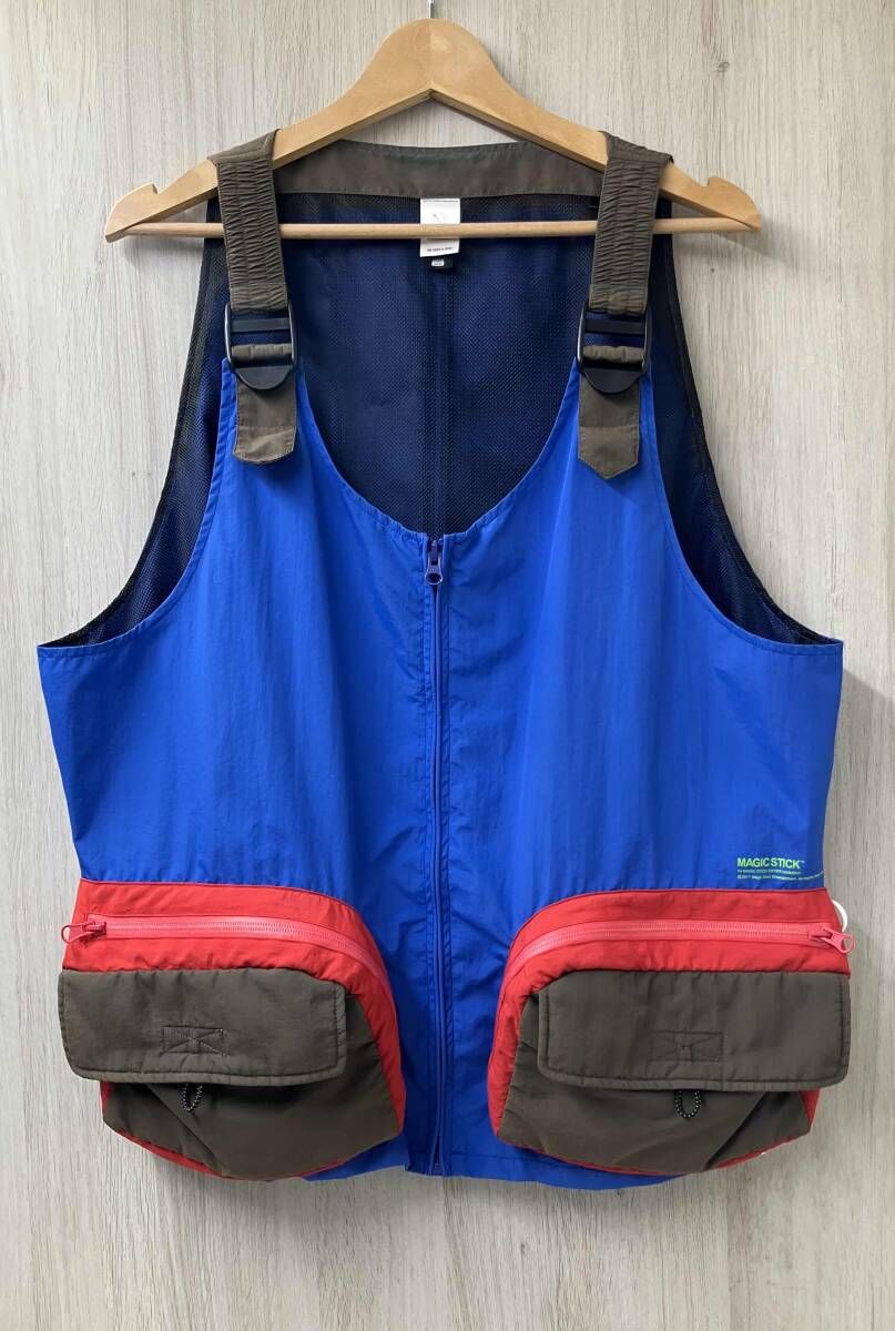 MAGIC STICK マジックスティック UTILITY PAC VEST ユーティリティベスト フィッシングベスト グリーン ブルー レッド Lサイズ