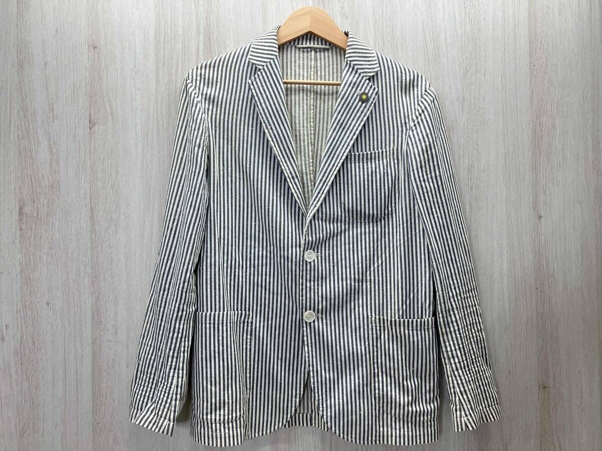 ジャンネット RIVIERA JACKET リヴィエラジャケット テーラード コットンメッシュニット ストライプ 太陽マークラペルピン 44