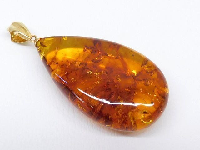 K 18金具 琥珀 こはく アンバー ペンダントトップ チャーム イエローゴールド 4 g 7