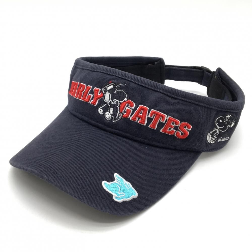 パーリーゲイツ×PEANUTS サンバイザー ネイビー×レッド スヌーピー