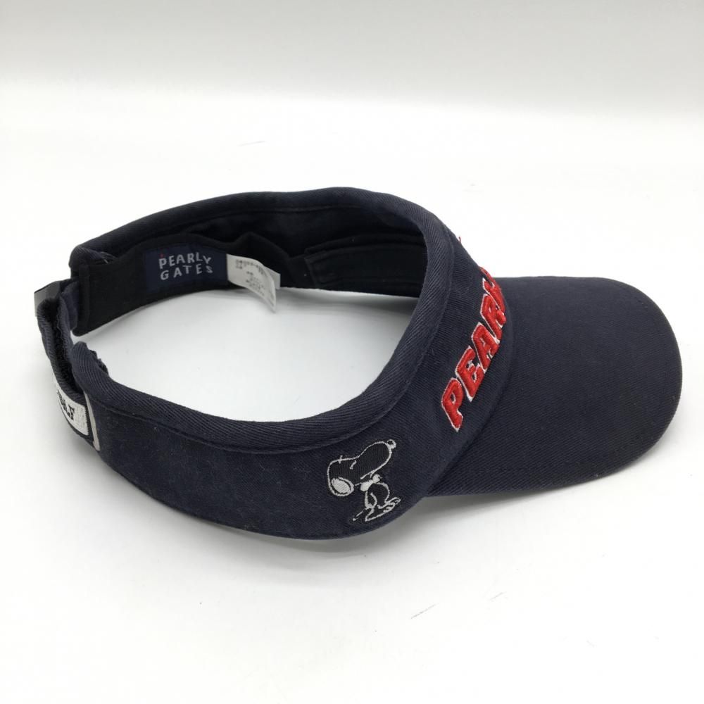 パーリーゲイツ×PEANUTS サンバイザー ネイビー×レッド スヌーピー