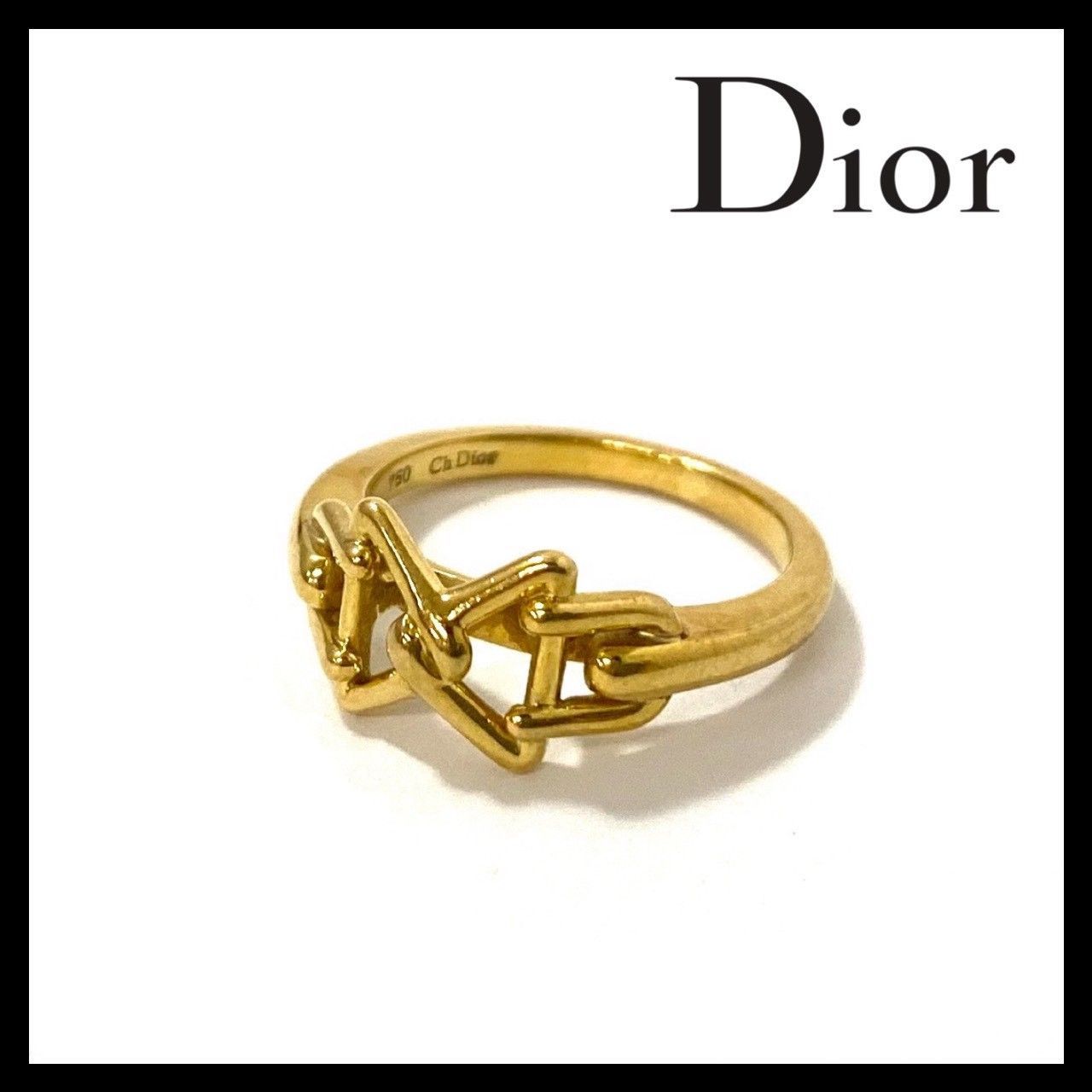 SJ【Dior】リボン モチーフ リング 750/K18 ゴールド/金 総重量約4.8g