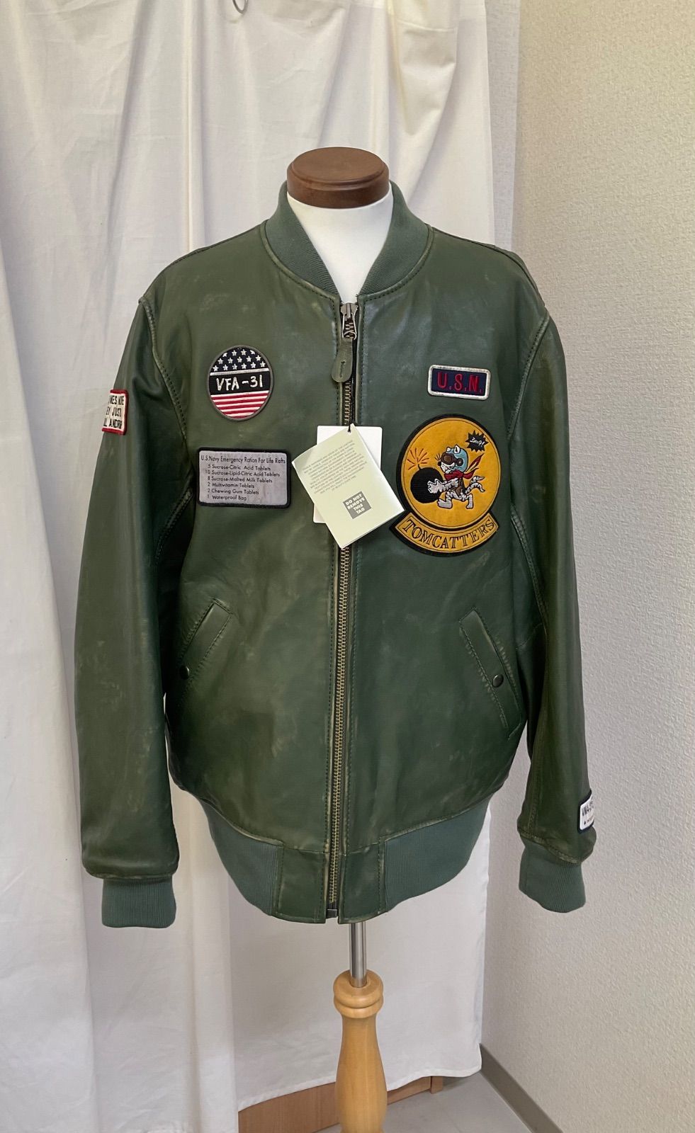 AVIREX エイジド レザー ブルゾン トムキャッターズ レザージャケット 2 XL 3 Lブラック 783 2250010