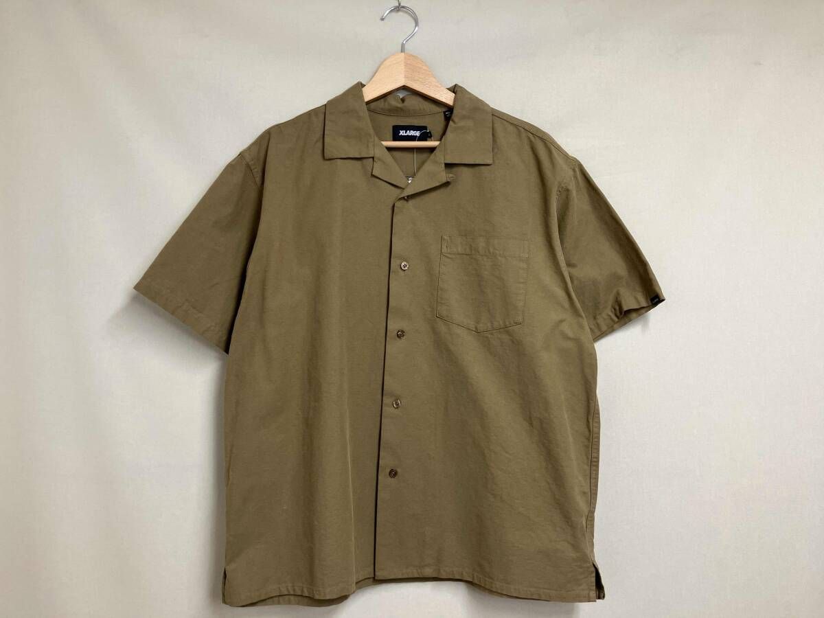 X LARGE OG S SHIRT エクストララージ オージー ショートスリーブ シャツ 刺繍 コットン サイズM カーキ