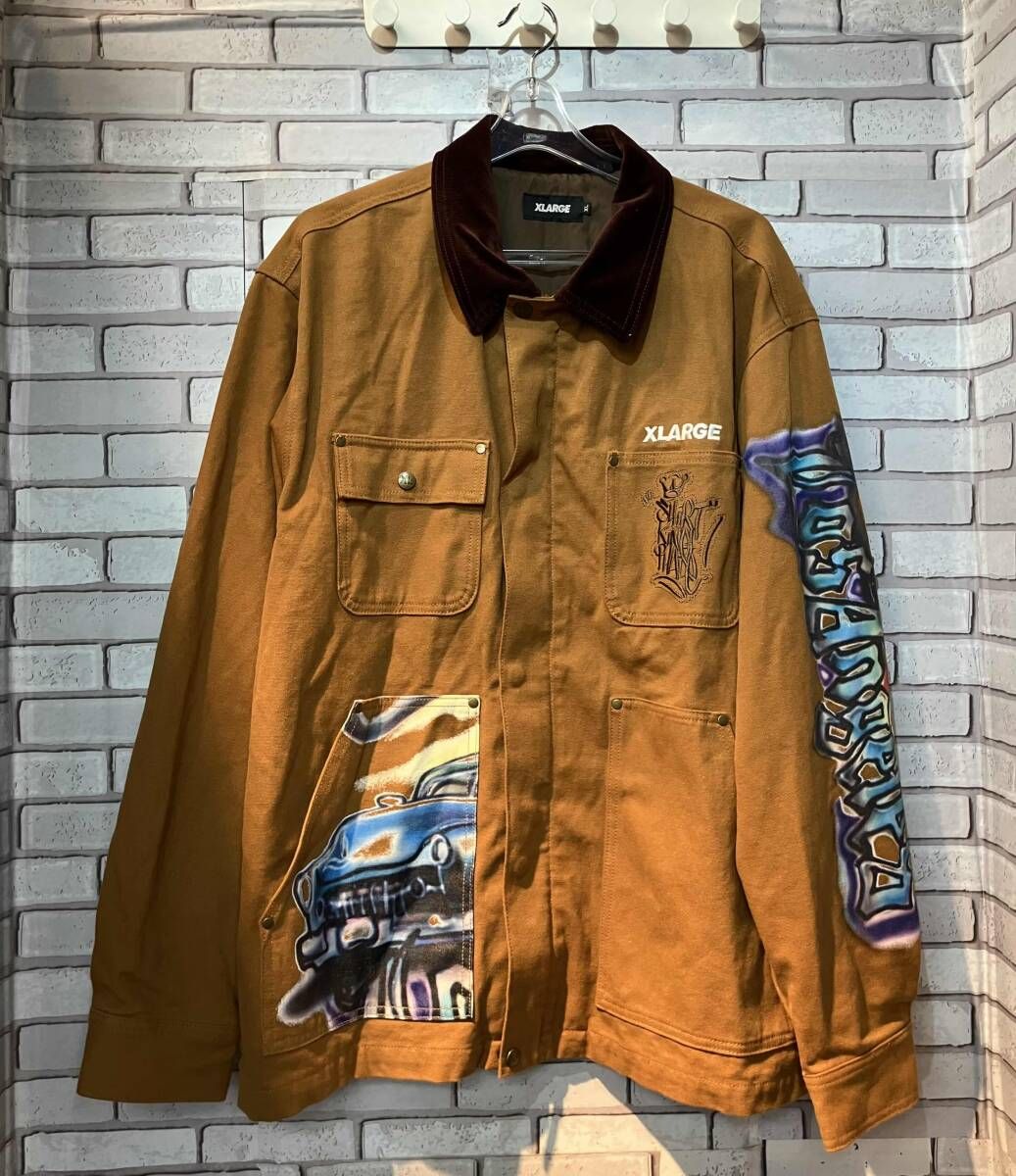 X-LARGE エックスラージ ワークジャケット サイズXL SHIRT KING PHADEコラボ ブラウン 茶色 ストリート