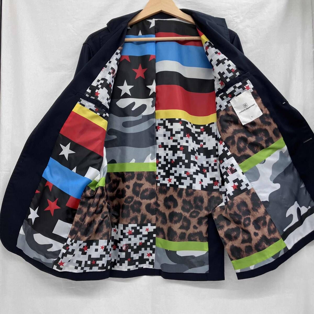 UNIFORM ユニフォームエクスペリメント UE-17036 テーラードジャケット 内側総柄 今季注目 体型カバー