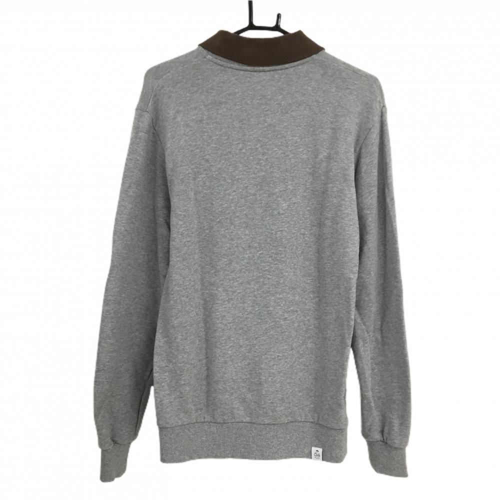 クラブハウス 襟付トレーナー グレー×ブラウン スウェット 綿100