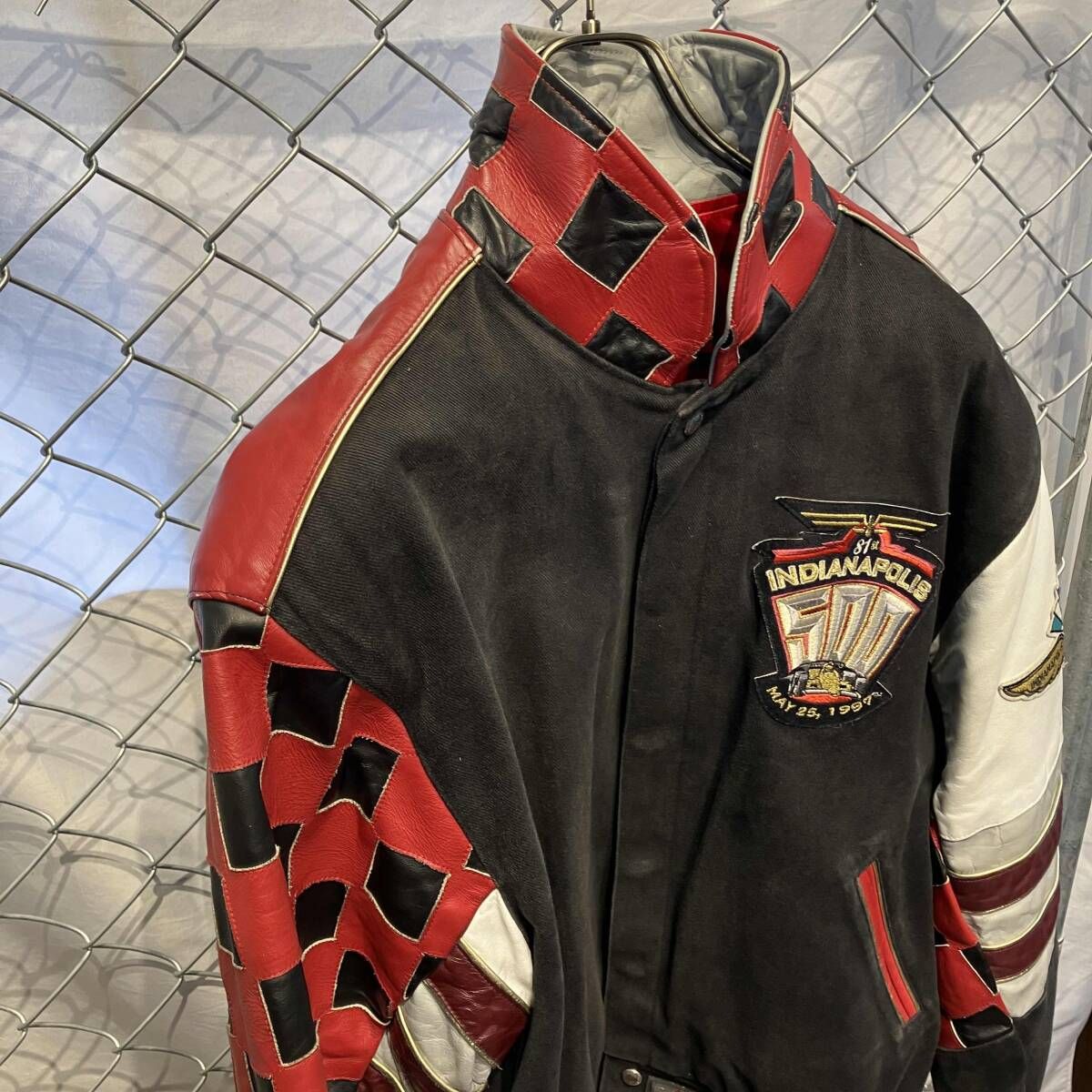 90 s JEFF HAMILTON INDIANAPOLIS サイズM ブラックレッド系 ジェフハミルトン