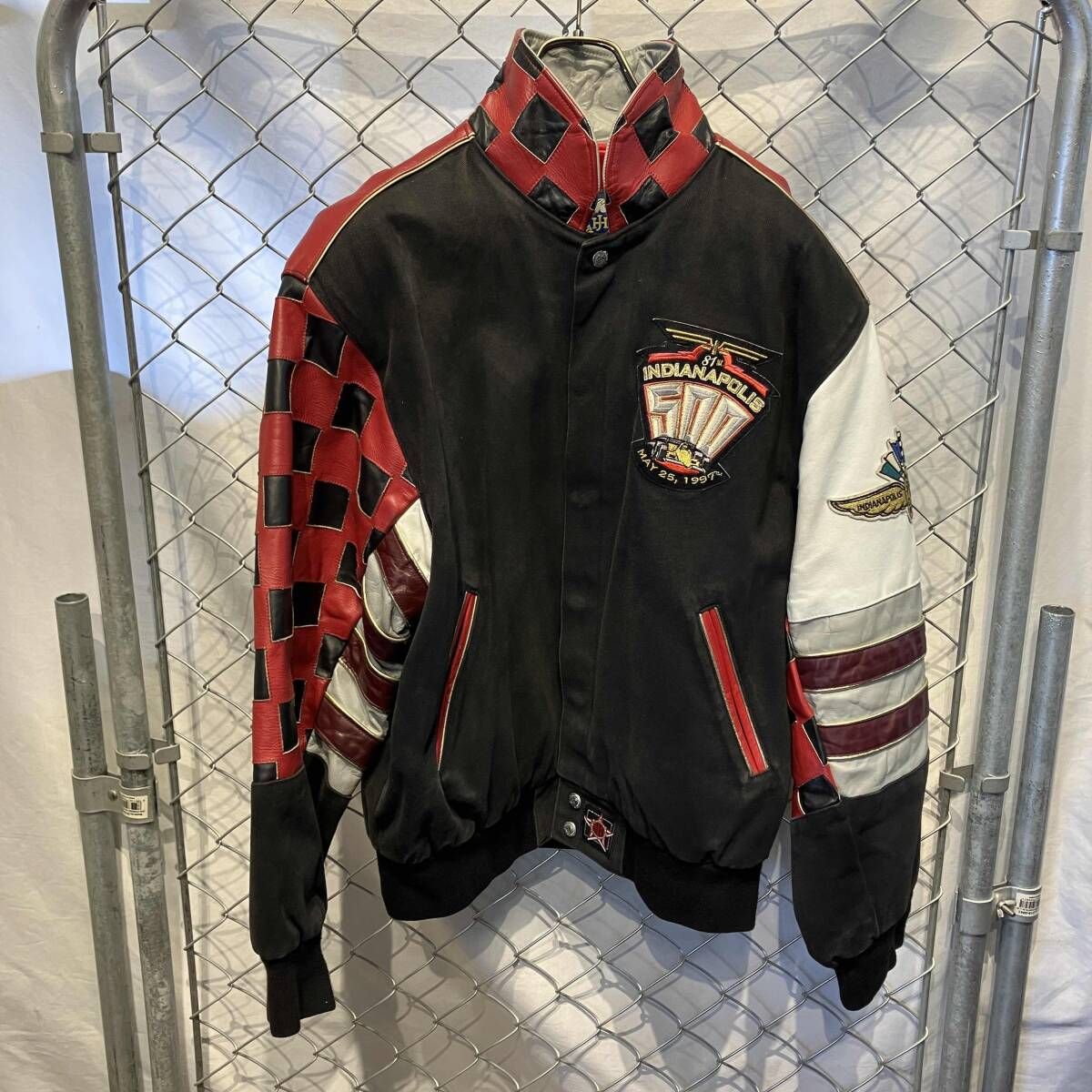 90 s JEFF HAMILTON INDIANAPOLIS サイズM ブラックレッド系 ジェフハミルトン