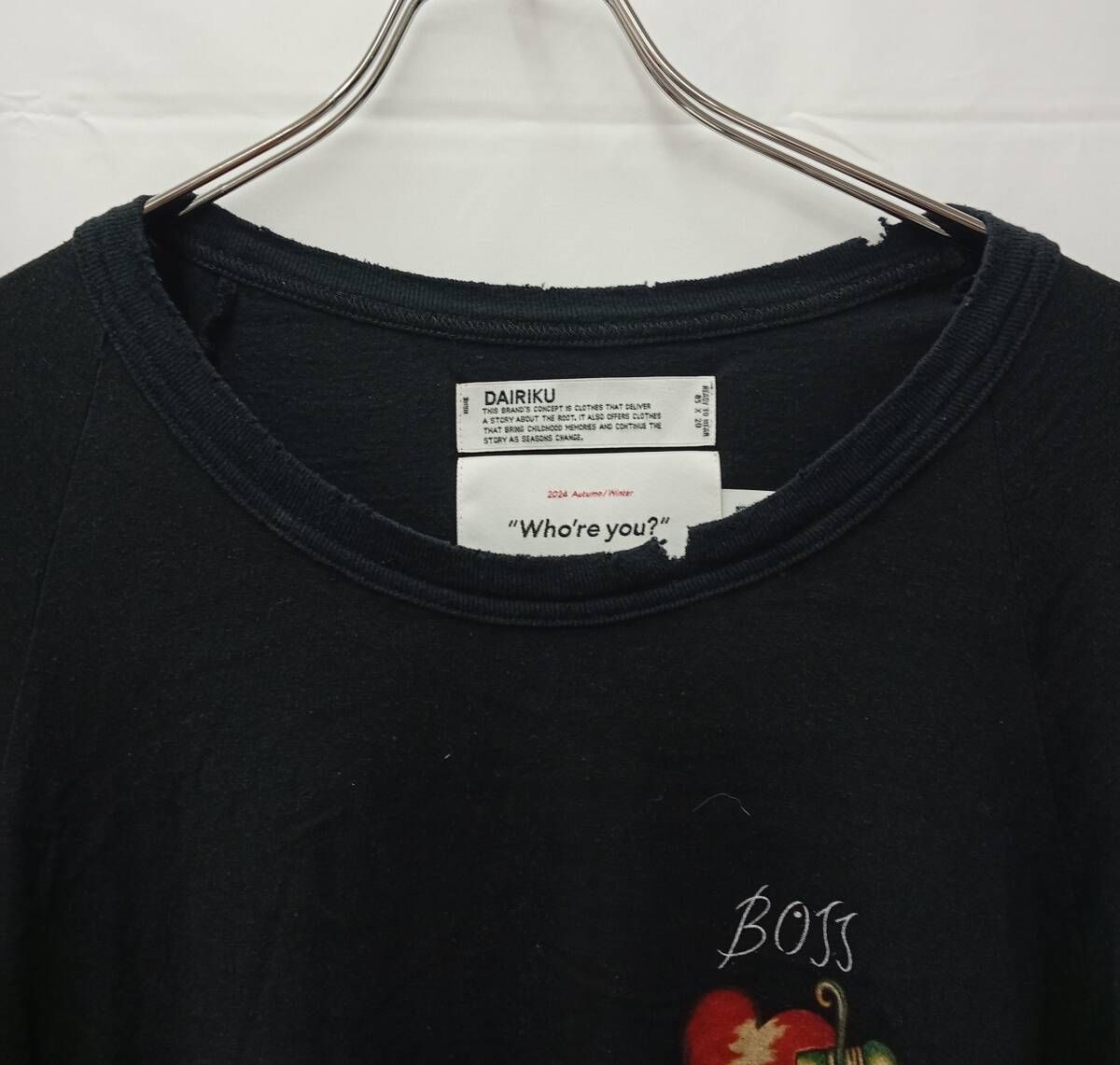 DAIRIKU ダイリク ロングスリーブTシャツ 長袖Tシャツ ダメージ加工 