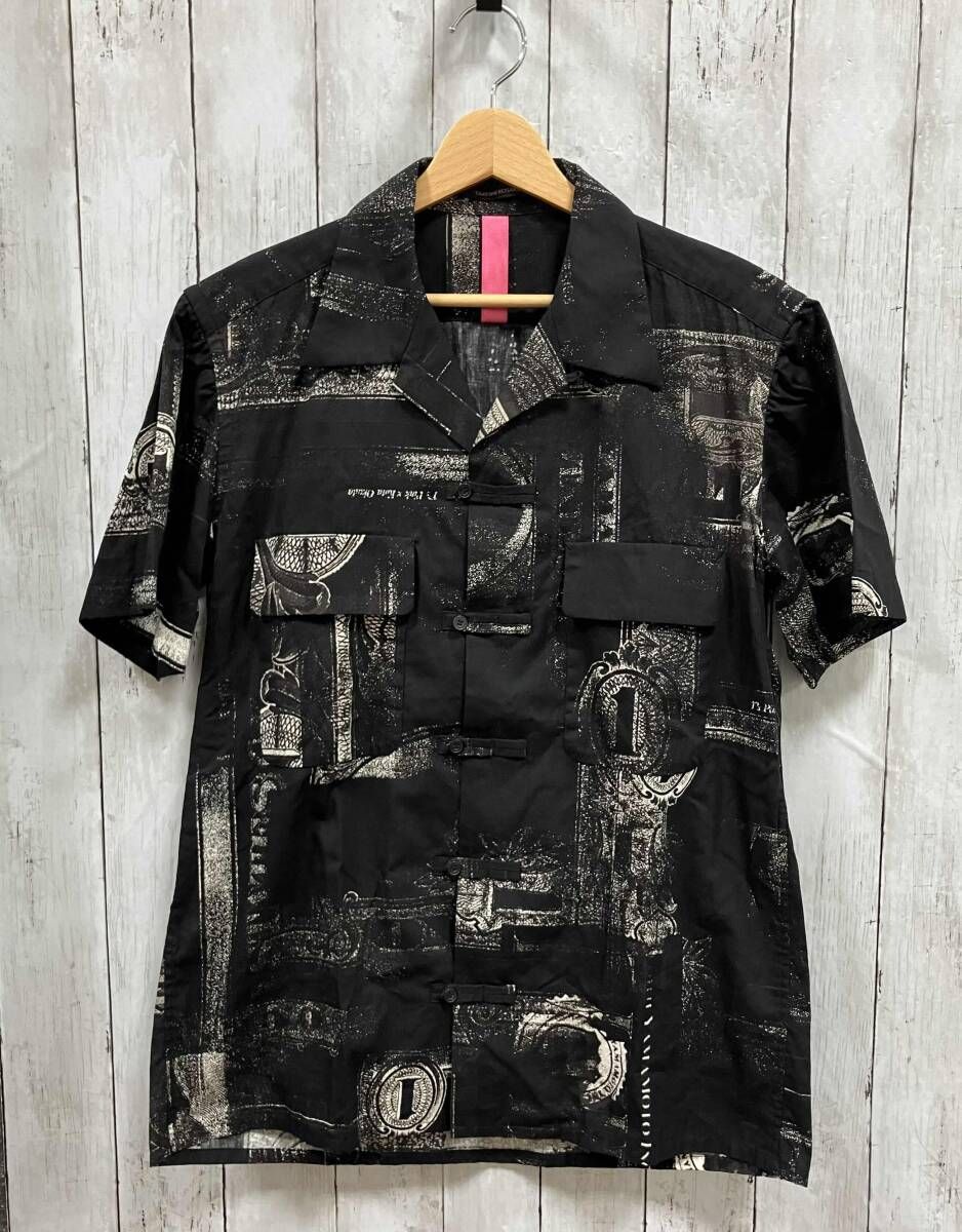 TAKESHI KOSAKA by Y s Pink Label 半袖シャツ YD B 46 033 総柄 BLACK サイズ2 タケシコウサカ