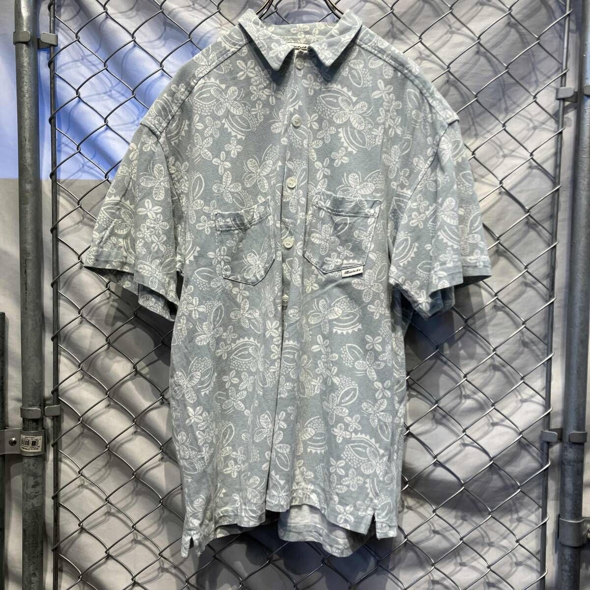 90s 古着 BIOTRIBE USA製 カットソー素材 半袖シャツ M ブルー バイオトライブ 