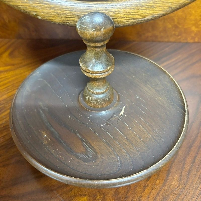 ヴィンテージ 木製 卓上ミラー 丸 高さ33cm 1点 回転式スタンドミラー