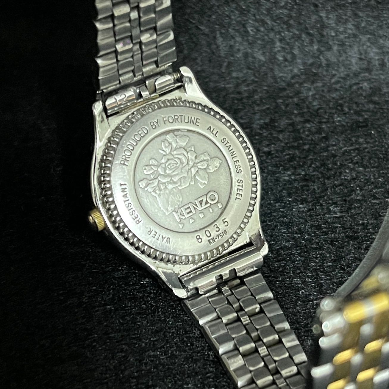 稼働品】 KENZO ケンゾー 腕時計 ゴールド シルバー 稼働品 薔薇 KN