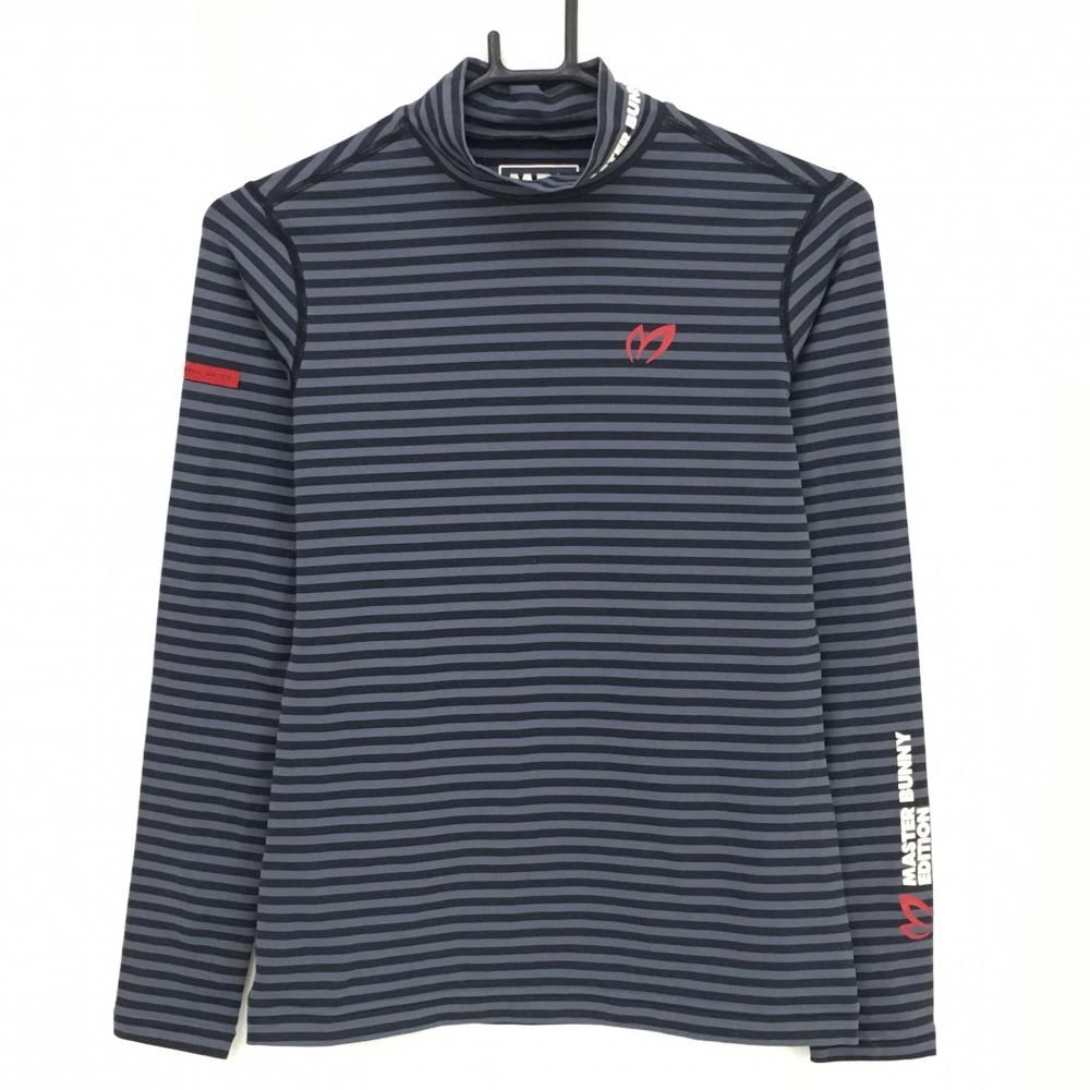 マスターバニー 長袖ハイネックシャツ グレー×黒 ボーダー レディース