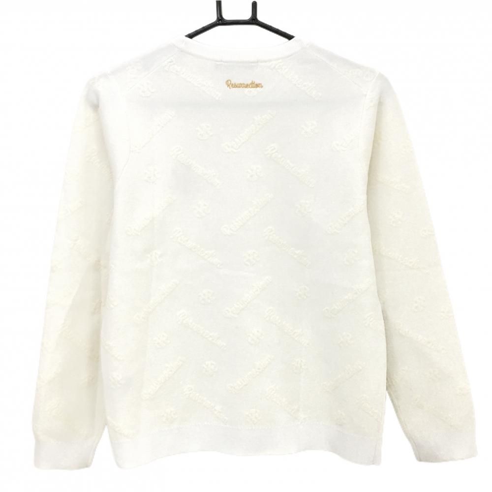 レザレクション セーター 白 ロゴ総柄織生地 ウール混 ニット