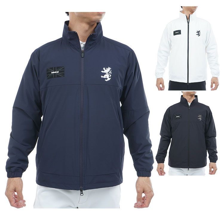 Admiral ゴルフ ジャケット L ホワイト/ブラック アドミラルゴルフ ジャケット メンズ 長袖 フルジップ エアポカ