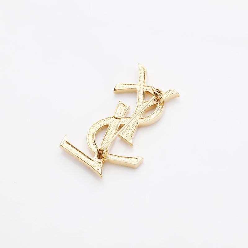 YVES SAINT LAURENT イヴ・サンローラン ブローチ YSL ロゴ ライン