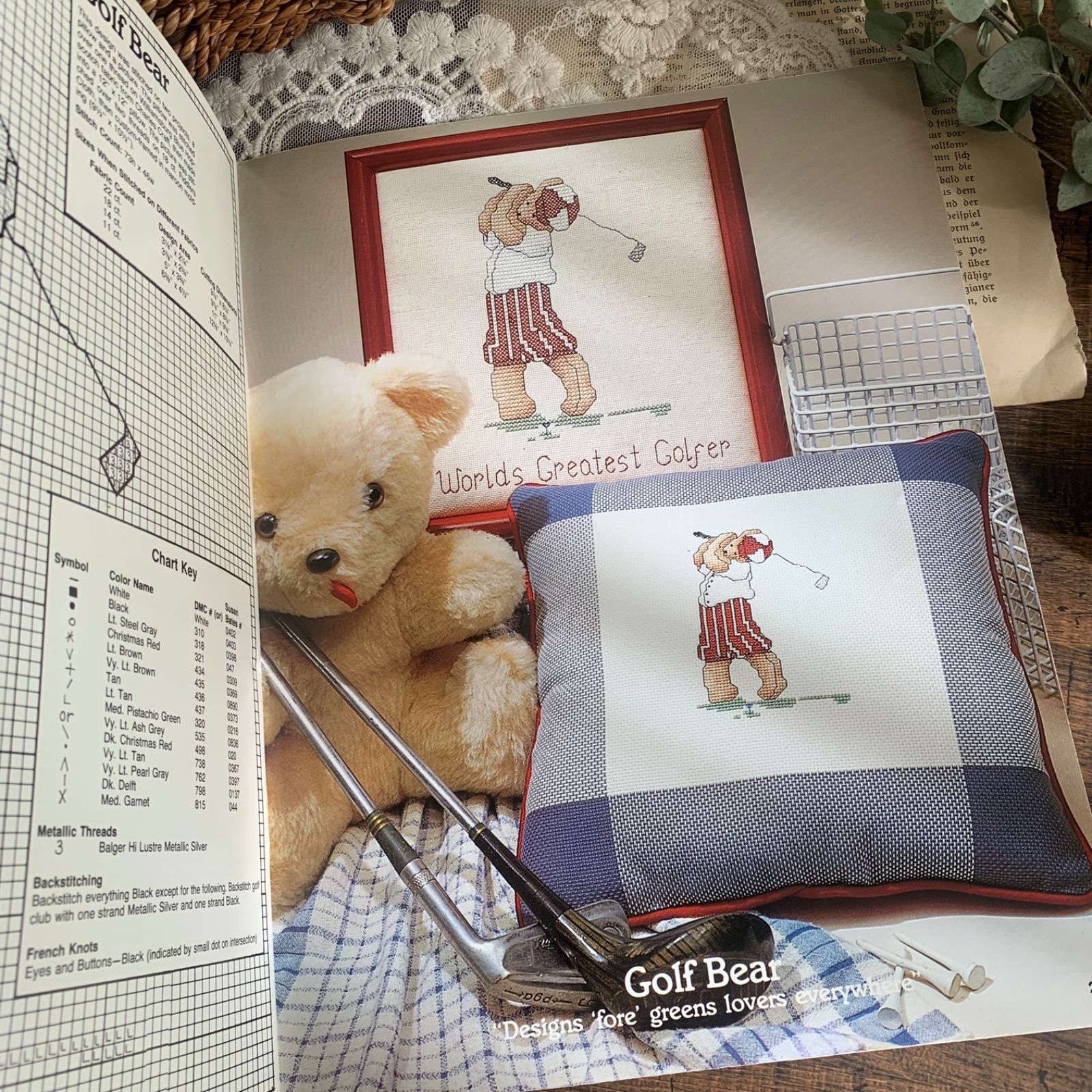 海外 ヴィンテージ 刺繍図案 洋書 ALL-AMERICAN BEARS 1985年