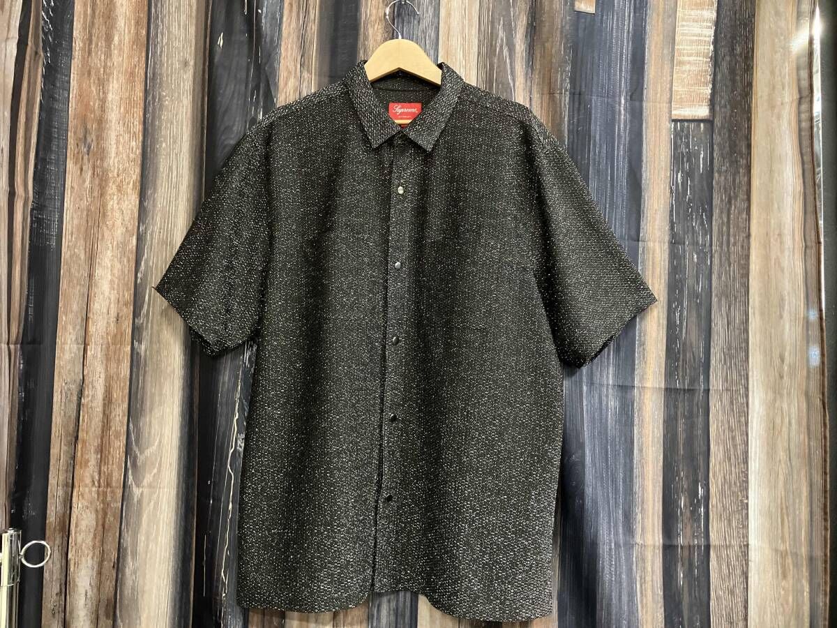 Supreme シュプリーム Lurex 22 AW 半袖シャツ ブラック x ラメ XL