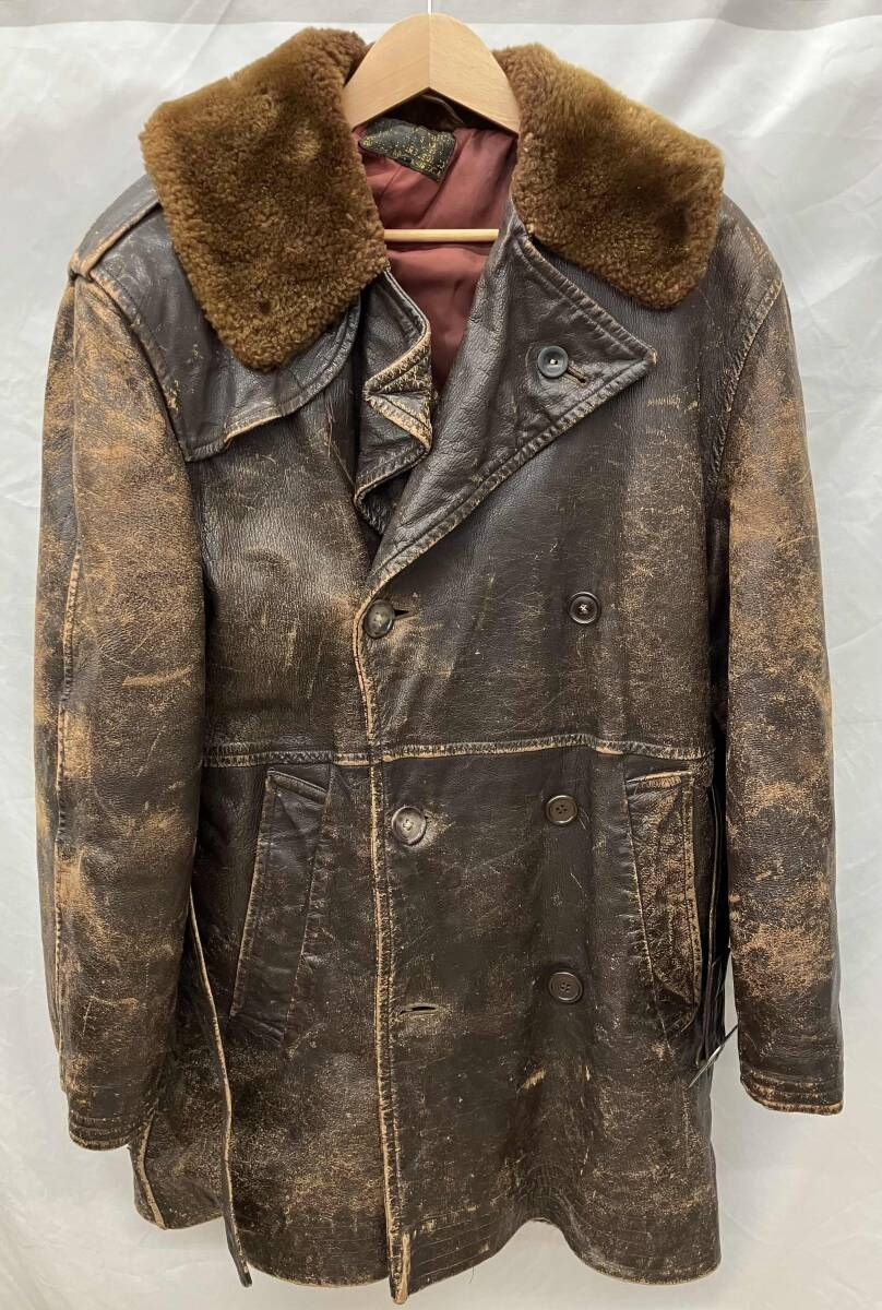 US NAVY ユーエス ネイビー 40 s M 69 F レザーコート ダークブラウン サイズ不明