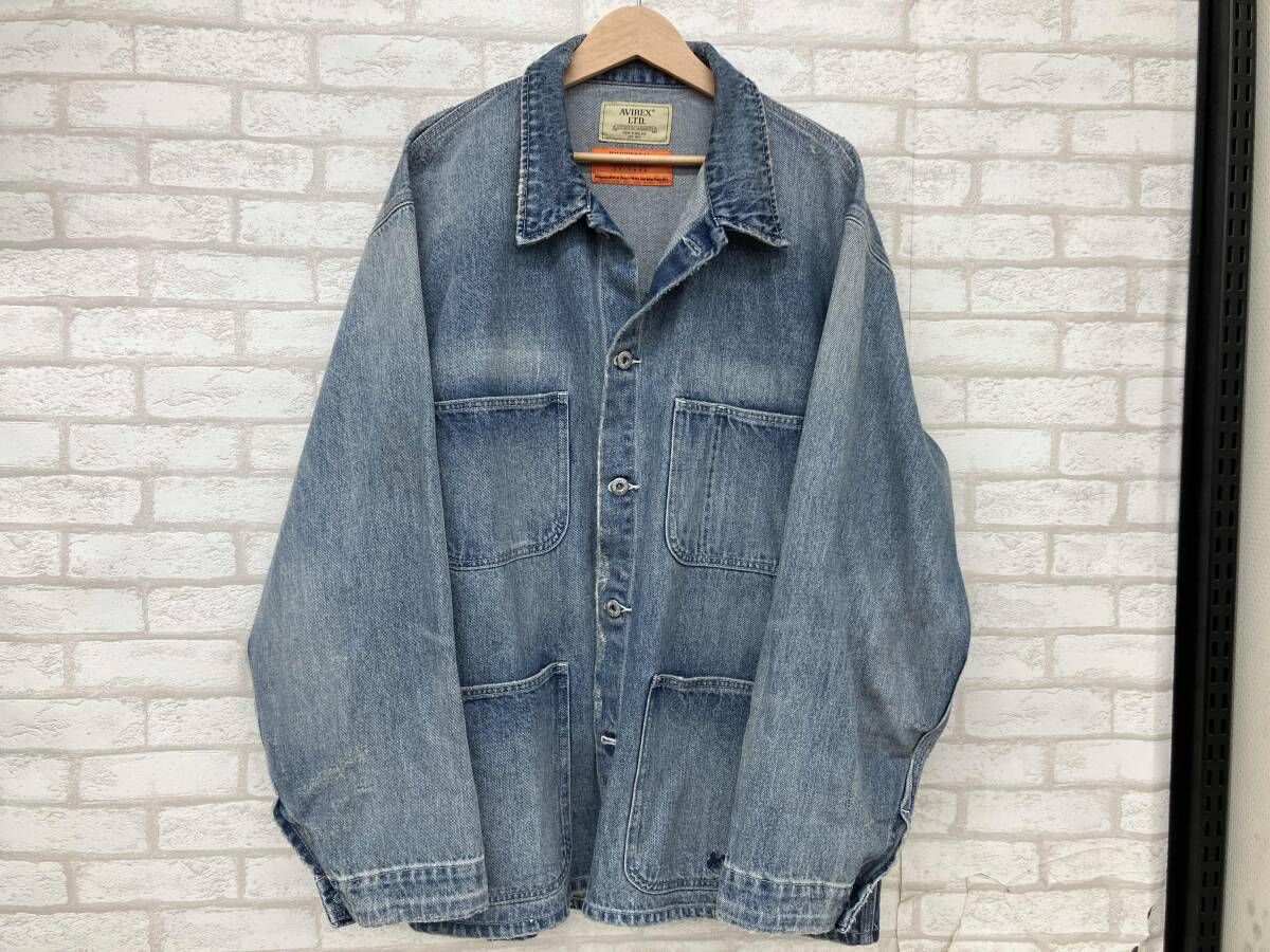 AVIREX × OVERALL アヴィレックス ユニバーサルオーバーオール デニムジャケット ブルー メンズ XL