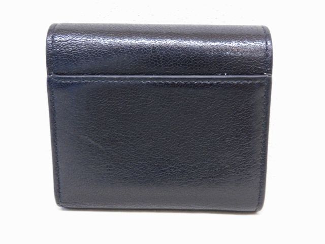 Christian Dior クリスチャンディオール サドルロータス コンパクトウォレット 財布 ブラック ゴールド金具 レザー 7 K