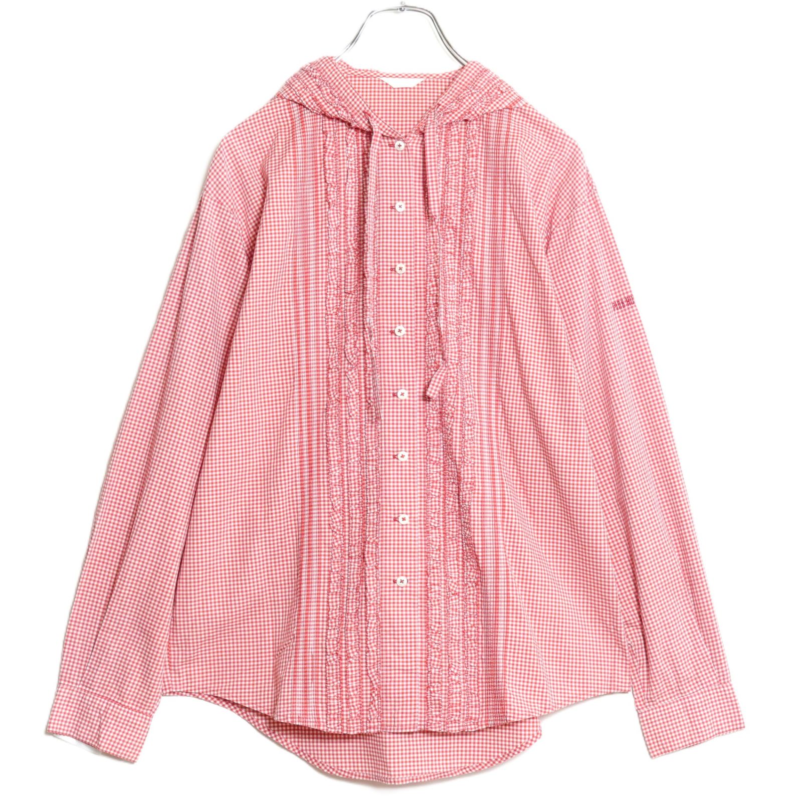 ピンクハウス☆フード付きブラウス 赤系 ギンガムチェック柄 薄手