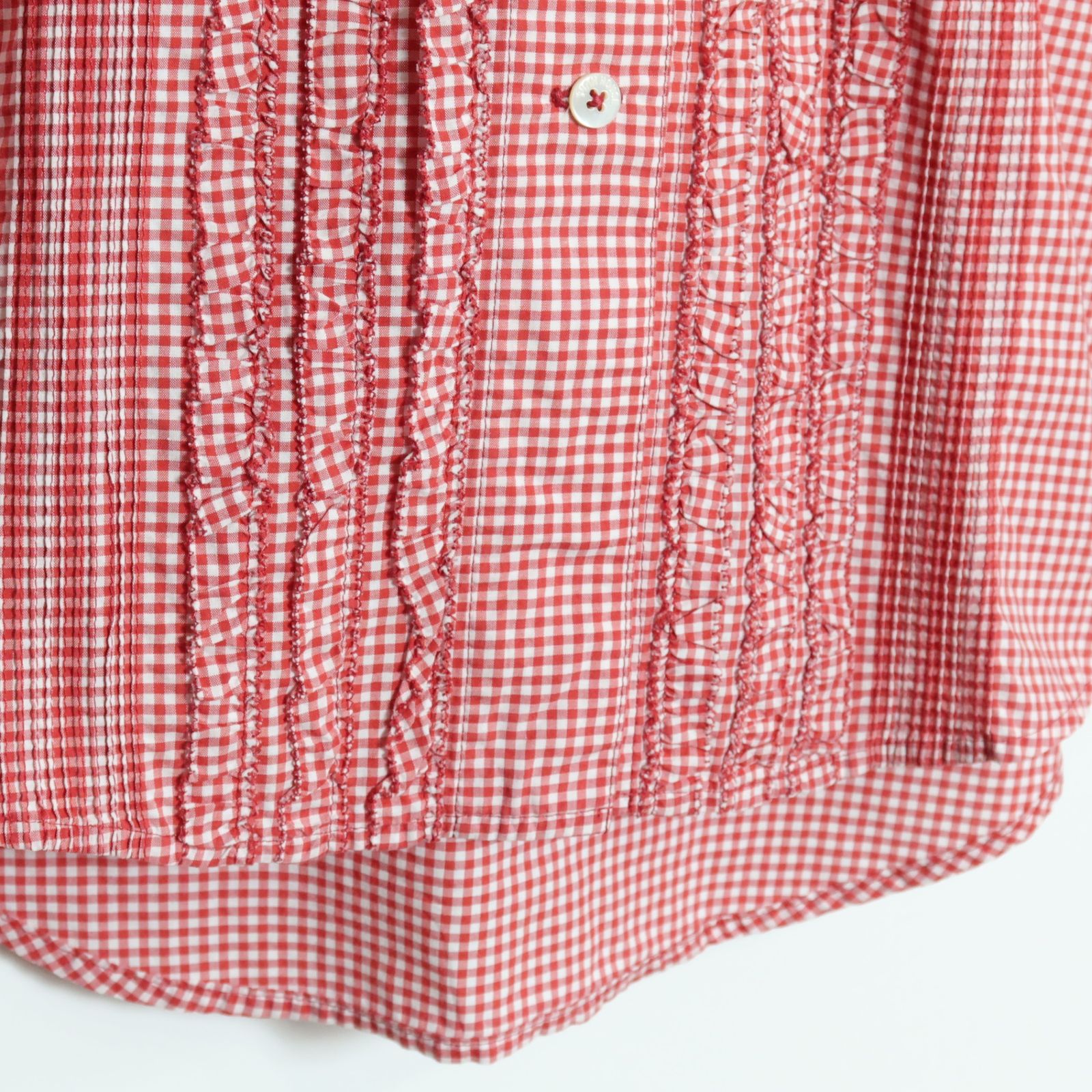 ピンクハウス☆フード付きブラウス 赤系 ギンガムチェック柄 薄手