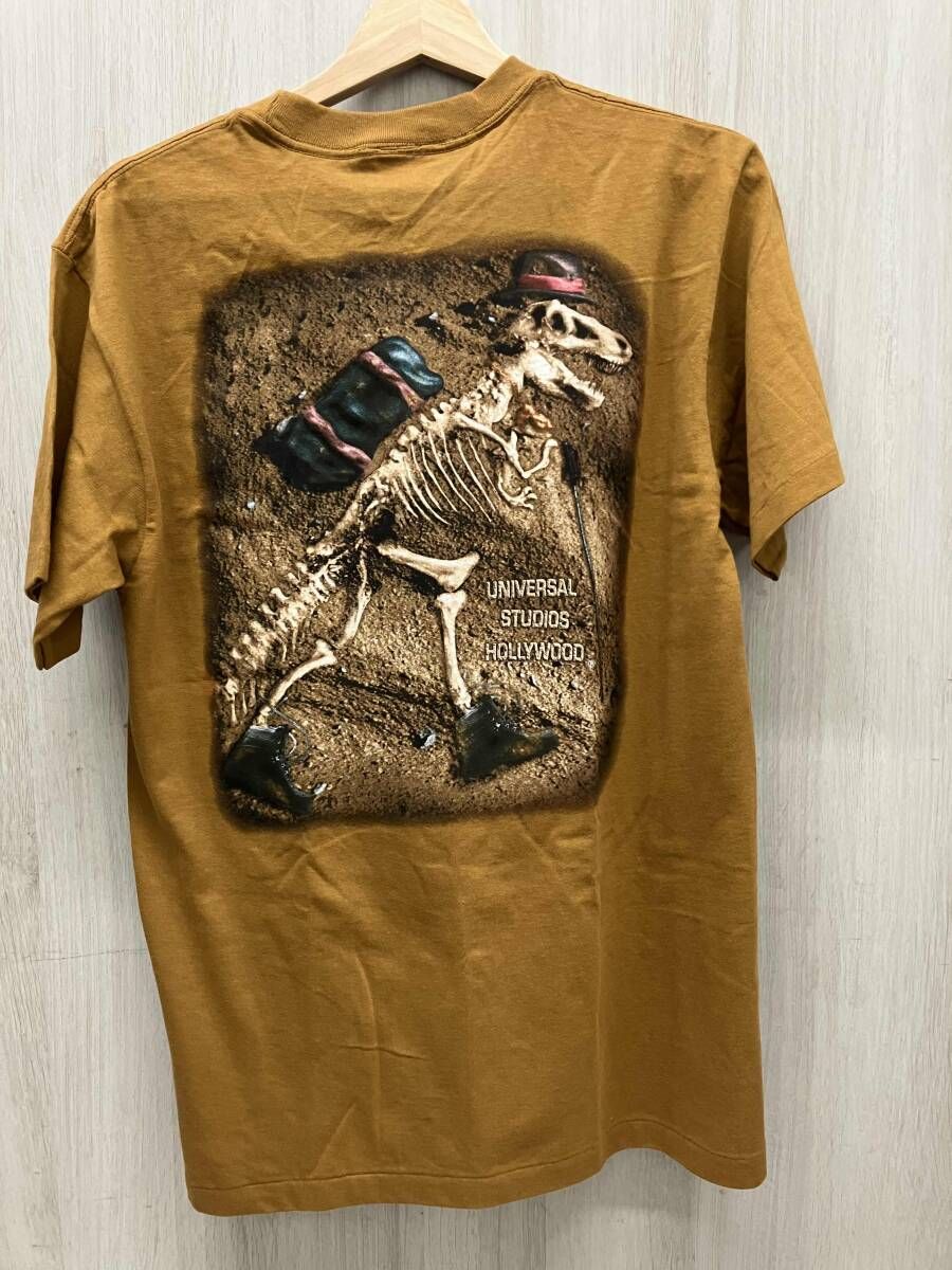 STUDIOS ユニバーサルスタジオ 半袖シャツ 90 s ジュラシックパーク シングルステッチ 黄土色 オーカー サイズM