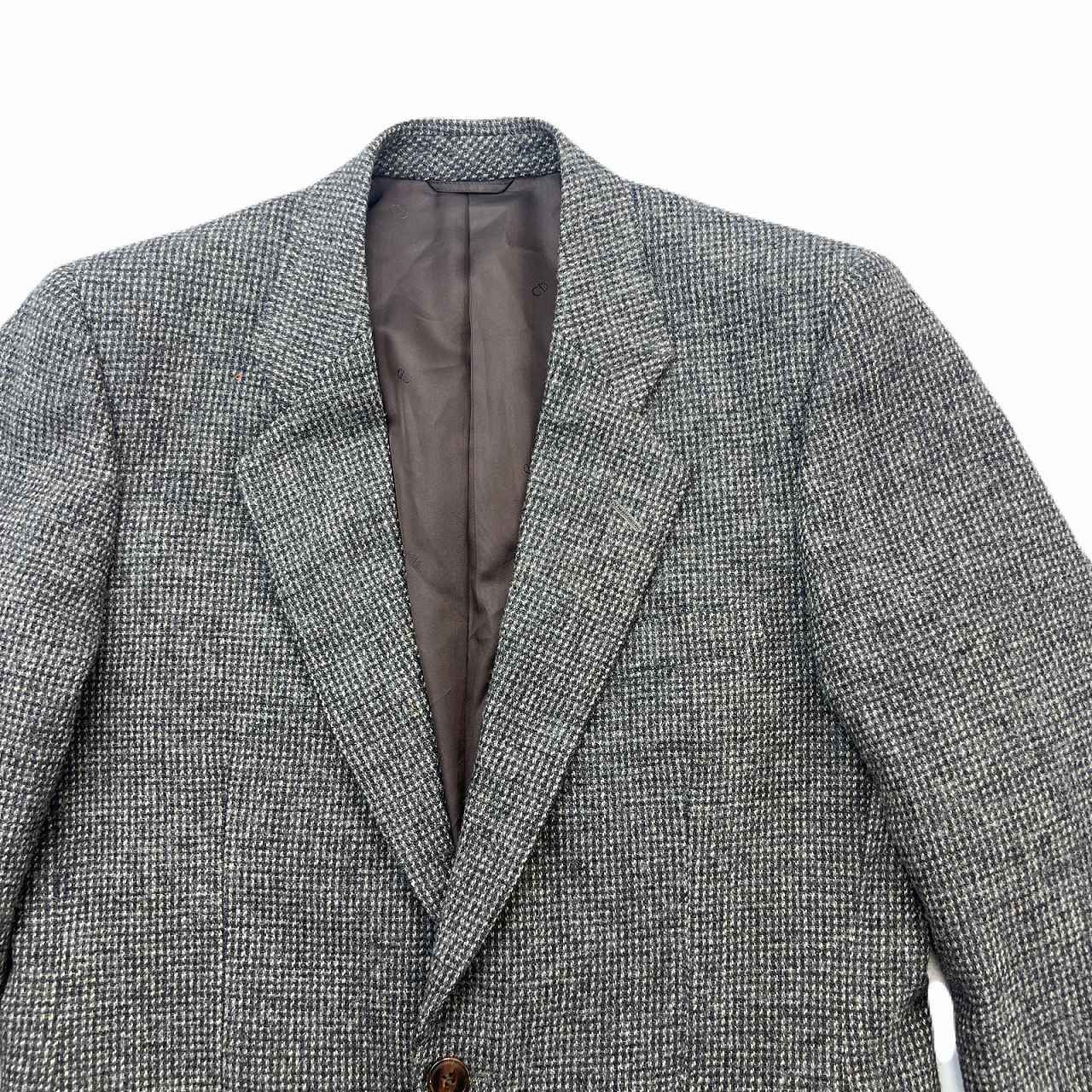 クリスチャンディオール テーラードジャケット メンズ M～L相当 グレーブラウン ウール ツイル ビンテージ 80 s