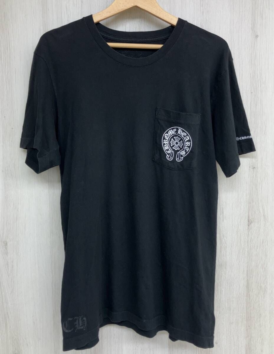 CHROME HEARTS クロムハーツ 半袖Tシャツ クルーネック 胸元ロゴ 762 ブラック 黒 綿 米国製 メンズ M