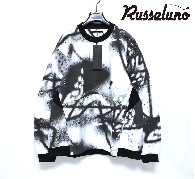 ラッセルノ ゴルフ クルーネック P.O スプレー ペイズリー 5 6 RG-2430619 ホワイト 裏起毛 スウェット