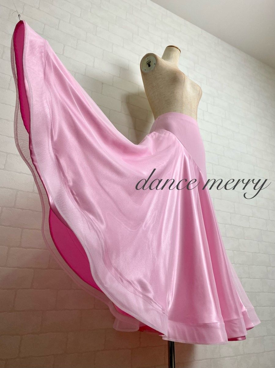 MERRY 豪華 社交ダンス スカート ピンク パーティ ワルツ ステージ 4840