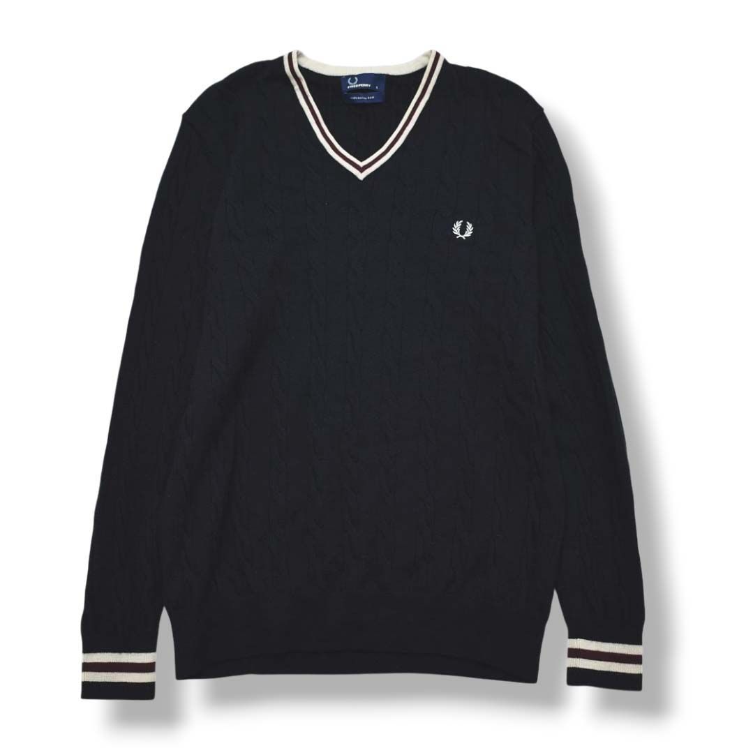 上質】 フレッドペリー FRED PERRY ケーブル編み メリノウール