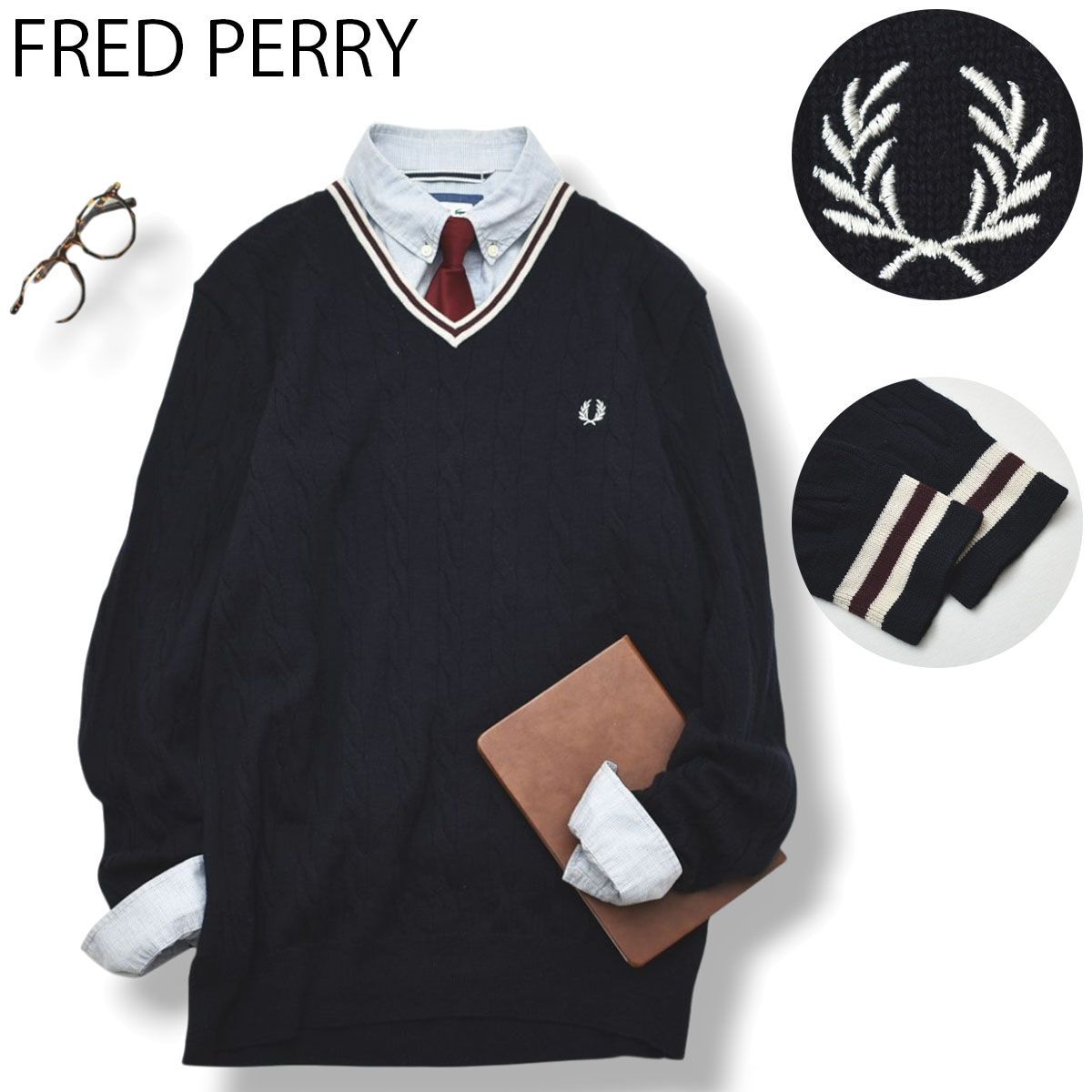 上質】 フレッドペリー FRED PERRY ケーブル編み メリノウール