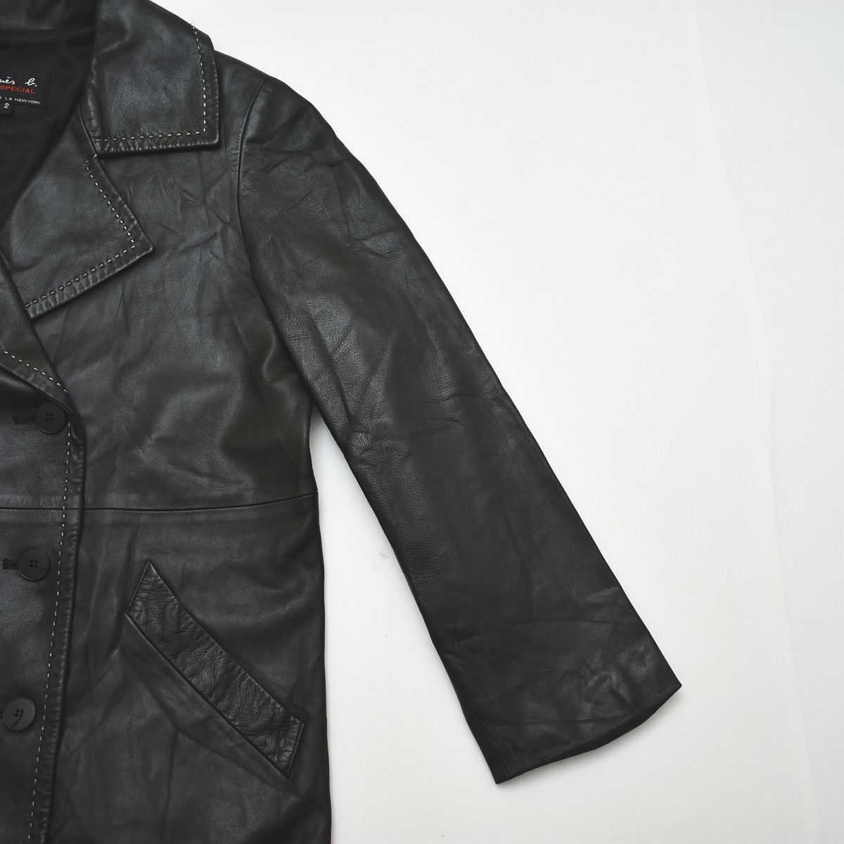 ☆アニエスベー ヴィンテージ ダブル レザーコート ジャケット 黒 フランス製 ☆アニエスベー ヴィンテージ ダブル レザーコート ジャケット 黒