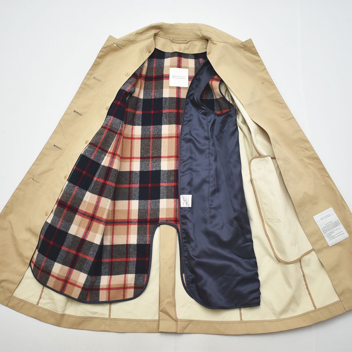 マッキントッシュフィロソフィー　ベージュ トレンチコート チェックライナー 日本製 マッキントッシュフィロソフィー MACKINTOSH PHILOSOPHY ウール