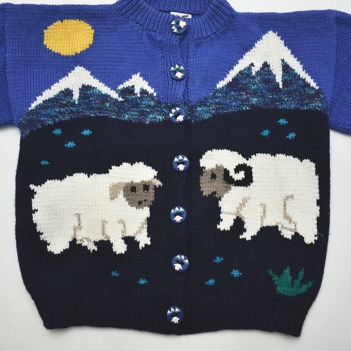 BONZO ウールニットカーディガン ひつじ柄 豪製 ビンテージ ハンドメイド 上質】 90sヴィンテージ ニュージーランド産 ボンゾ BONZO クルー