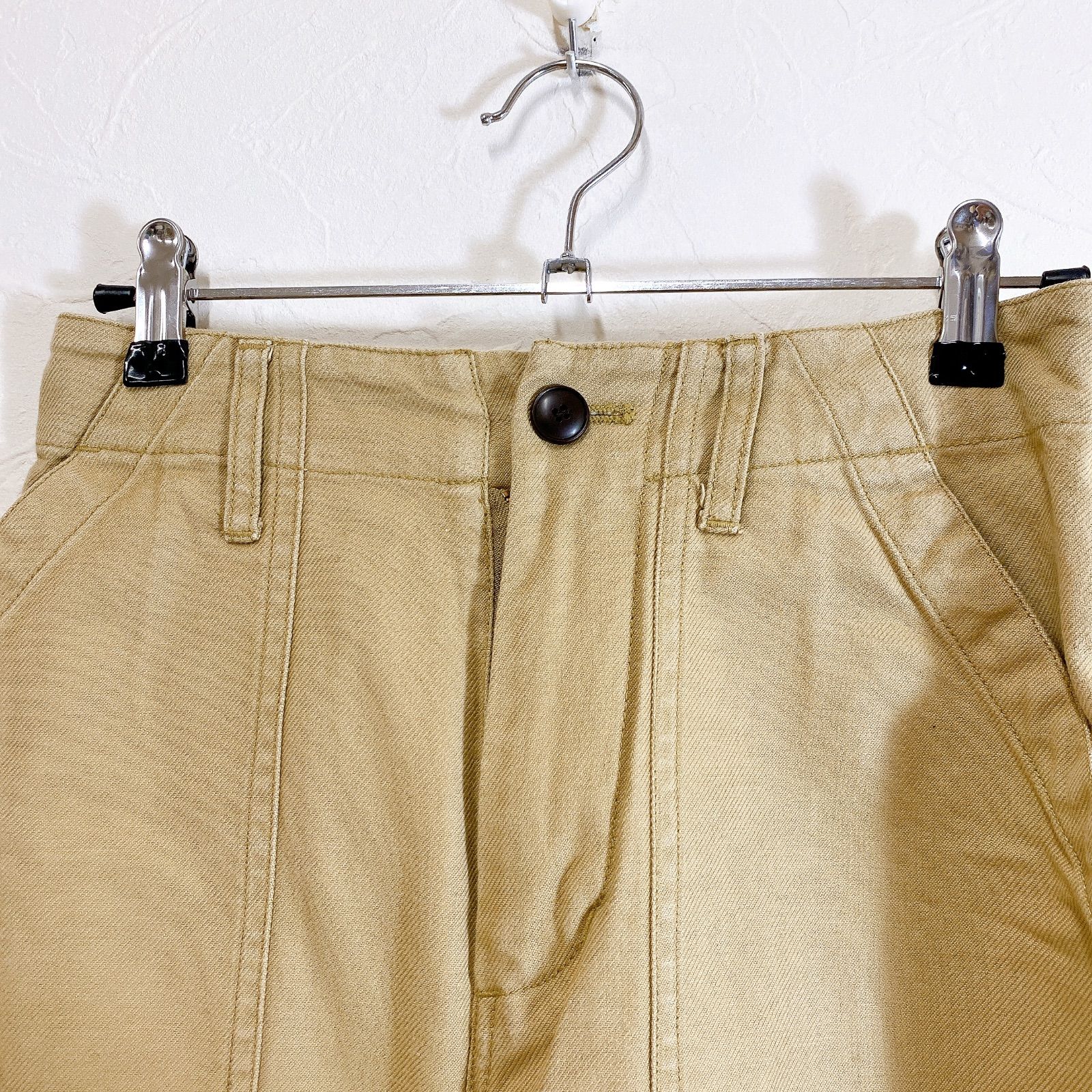 Le Melange ワイドパンツ ワイドデニムパンツ ワイドチノパン ベージュ