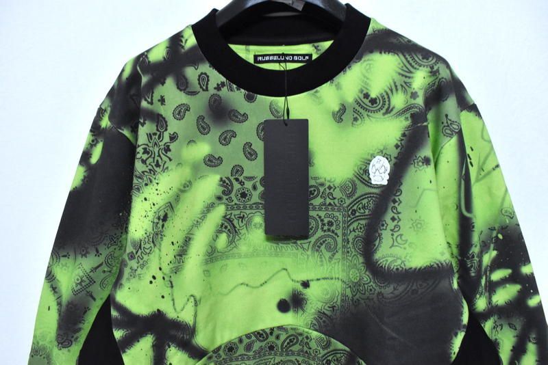 ラッセルノ ゴルフ クルーネック P.O スプレー ペイズリー ホワイト 2XL