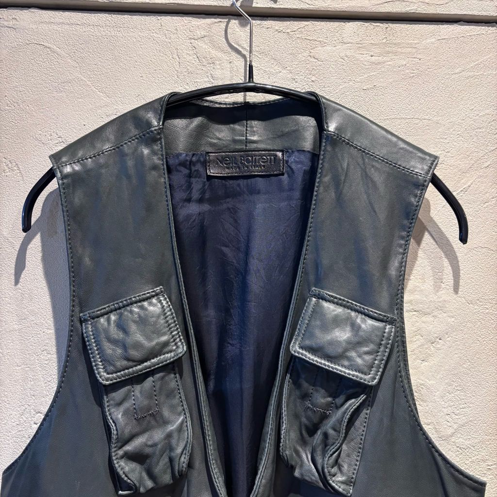 Neil Barrett ニールバレット Leather Vest ジップベスト ブラック