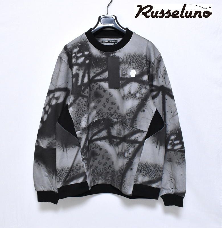 新品 ラッセルノ ゴルフ クルーネック P.O スプレー ペイズリー 7(2XL
