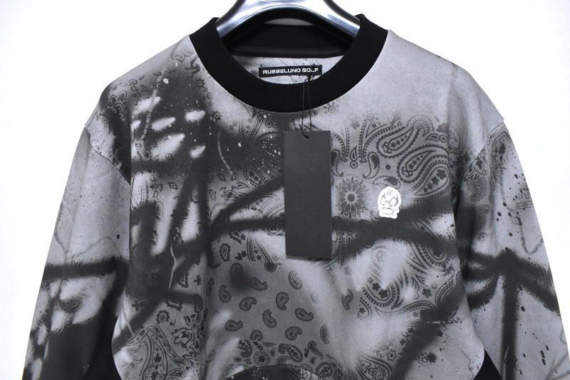 新品 ラッセルノ ゴルフ クルーネック P.O スプレー ペイズリー 7(2XL