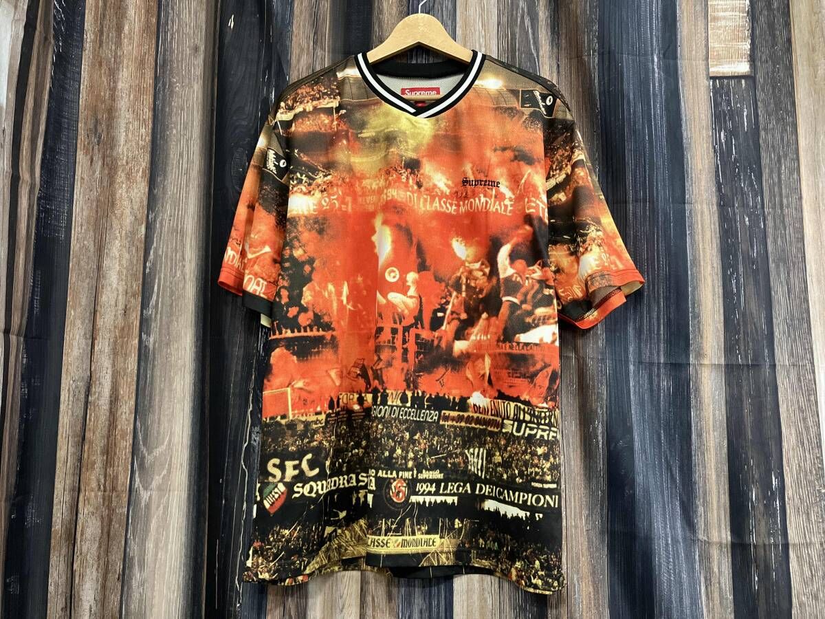 Supreme シュプリーム Vinci Per Soccer Jersey 半袖Tシャツ オレンジ系 総柄 L
