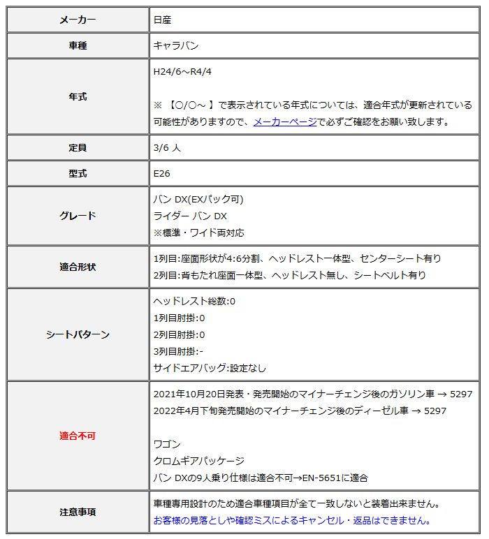 Clazzio クラッツィオ シートカバー Giacca ジャッカ キャラバン E26 H24/6～R4/4 EN-5268