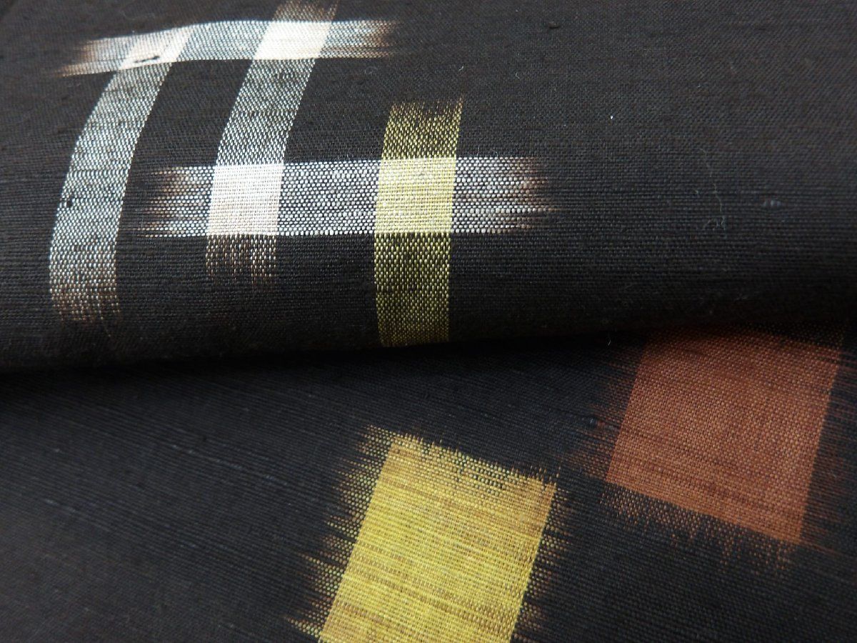  P 41044 本場 久米島紬 袷 証紙付き bｃ 紬 着物