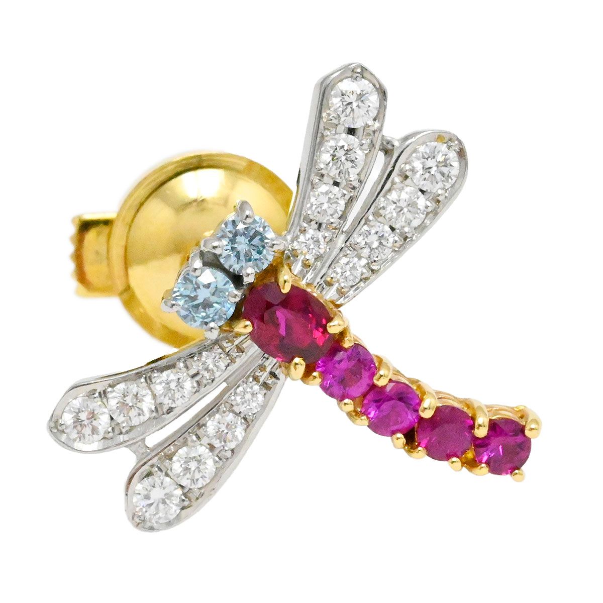 イシカワノブコ 石川暢子 とんぼ ピンブローチ K 18 YG PT 900 ダイヤ0.46 ct ルビー0.52 メンズ レディース NOBUKO ISHIKAWA
